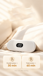 AEMAI BM45 white oval bedside Bluetooth speaker with digital battery display - detailed view 1