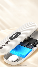 AEMAI BM45 white oval bedside Bluetooth speaker with digital battery display - detailed view 2