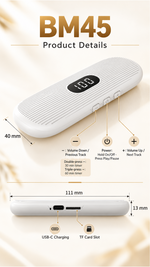 AEMAI BM45 white oval bedside Bluetooth speaker with digital battery display - detailed view 6