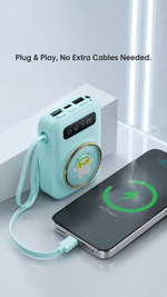 AEMAI CD167 10000mAh power bank with 4-in-1 built-in cables mint green - detailed view 3
