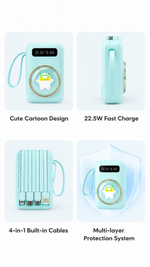 AEMAI CD167 10000mAh power bank with 4-in-1 built-in cables mint green - detailed view 4