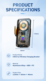 AEMAI CW15 car wireless charging phone mount alloy build rapid cooling - detailed view 1