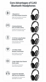 AEMAI EJ43 over-ear wireless headphones all-day comfort plush cushions black - detailed view 4