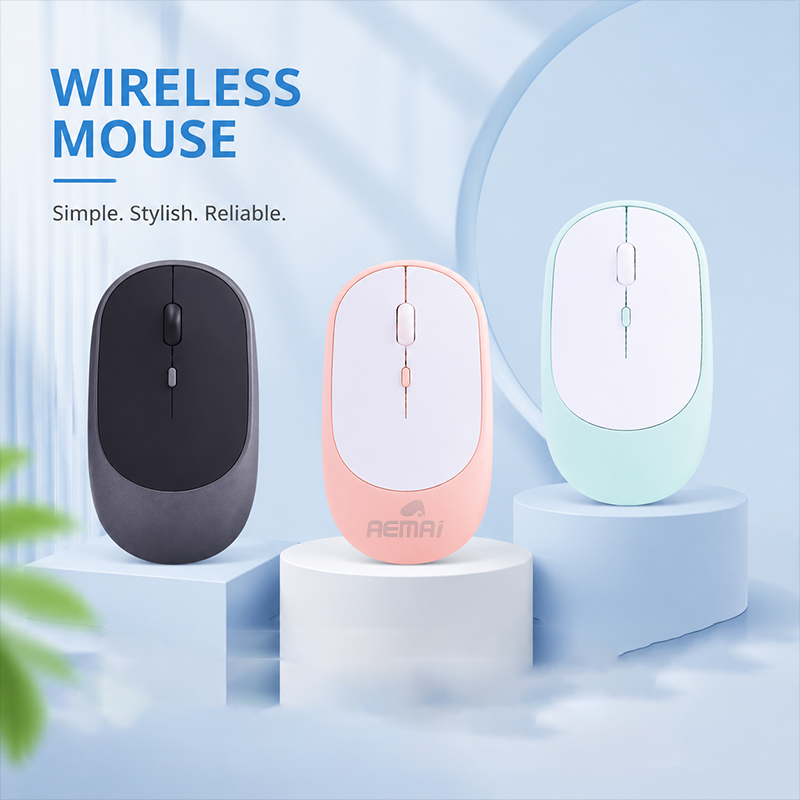 Wireless mouse with AEMAI branding