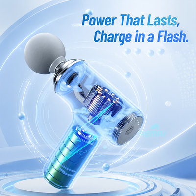 AEMAI JMQ51 Mini Massage Gun with Large Battery – 1200mAh, Transparent Shell - Power that lasts – high-capa...