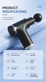 Mini deep tissue massage gun with AEMAI branding - detailed view 1