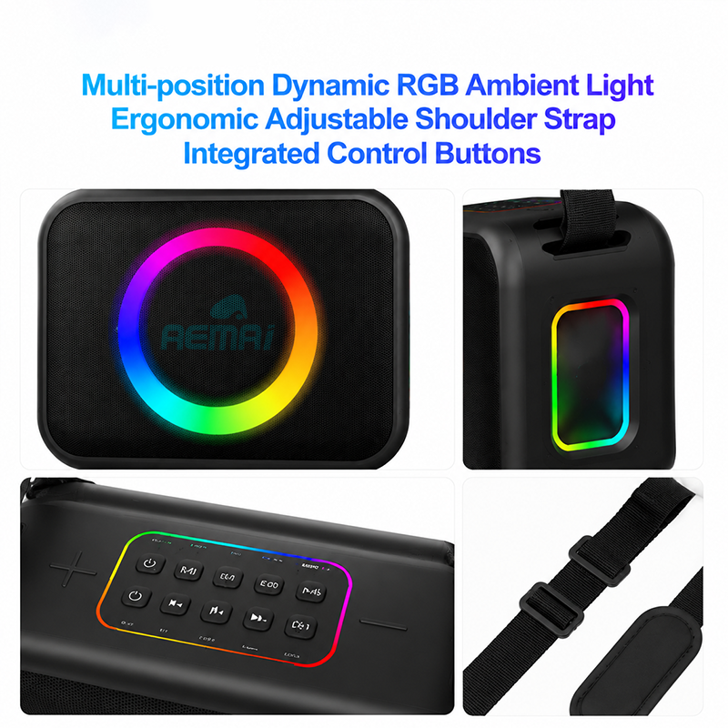 AEMAI LY425 portable Bluetooth speaker RGB ambient light shoulder strap