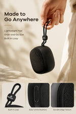 AEMAI mini speaker grab and go portable every day built-in loop control buttons durable edge texture detail