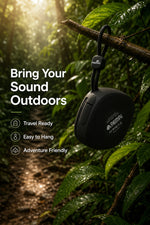 AEMAI mini speaker bring sound outdoors travel ready easy to hang adventure friendly on tree branch forest