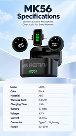 AEMAI MK56 Wireless Lavalier Microphone - view 12