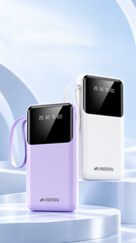 AEMAI PD101 white power bank with built-in lanyard and segmented battery display - detailed view 1