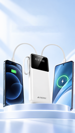 AEMAI PD101 white power bank with built-in lanyard and segmented battery display - detailed view 2
