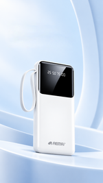 AEMAI PD101 white power bank with built-in lanyard and segmented battery display - detailed view 4