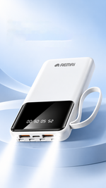 AEMAI PD101 white power bank with built-in lanyard and segmented battery display - detailed view 6