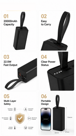 Portable power bank 20000mah with AEMAI branding - detailed view 3