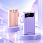 AEMAI PD126 power bank with four built-in charging cables in pink and purple