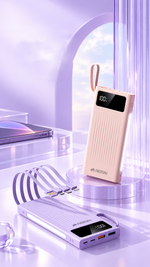 AEMAI PD126 power bank with four built-in charging cables in pink and purple - detailed view 5