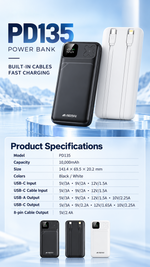 AEMAI PD135 magnetic power bank with clover charging pad and built-in cables - detailed view 6
