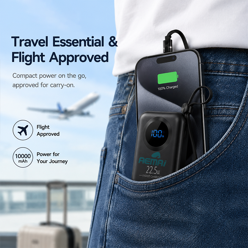 Portable power bank 10000mah with AEMAI branding
