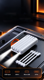 AEMAI PD180 black magnetic power bank with orange woven lanyard and display - detailed view 3