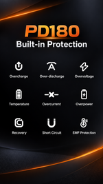 AEMAI PD180 black magnetic power bank with orange woven lanyard and display - detailed view 4