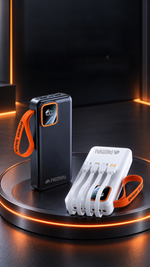 AEMAI PD180 black magnetic power bank with orange woven lanyard and display - detailed view 5