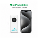 Portable power bank pocket-size with AEMAI branding