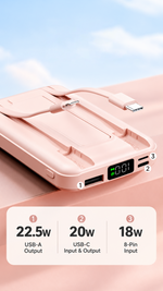 AEMAI PD6 pink magnetic wireless power bank with fold-out kickstand - detailed view 2