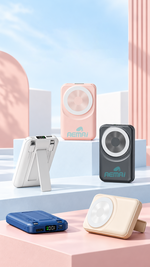 AEMAI PD6 pink magnetic wireless power bank with fold-out kickstand - detailed view 5