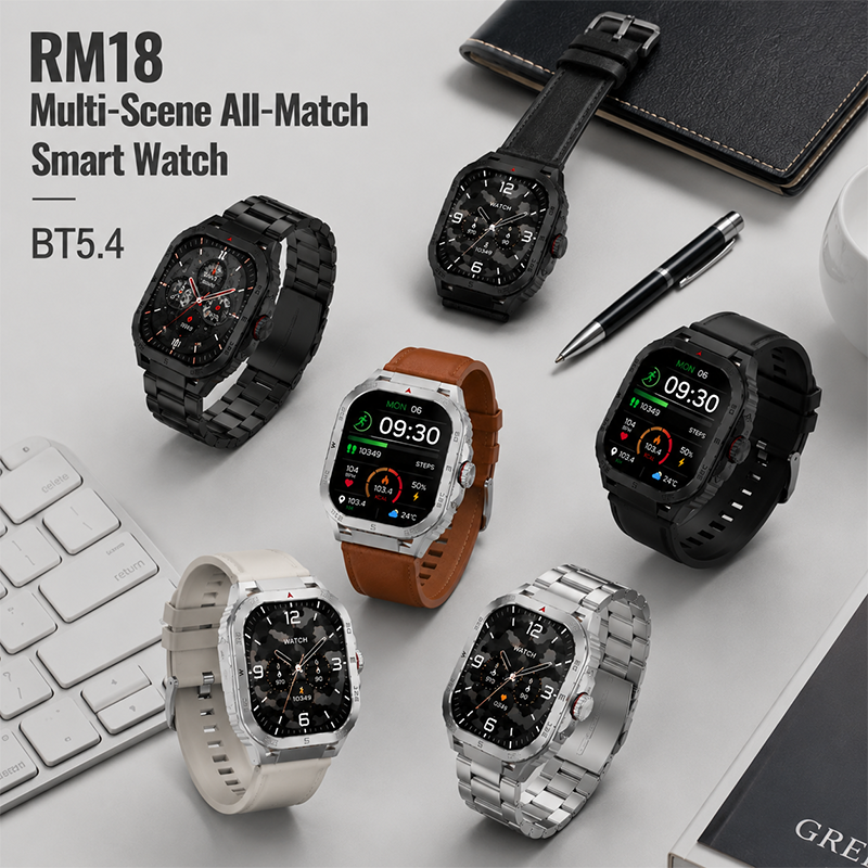 Health tracking smart watch with AEMAI branding