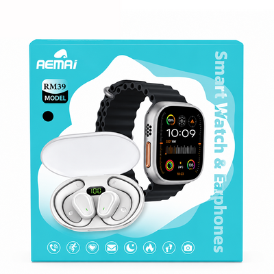 AEMAI RM39 Smart Watch + Headphones Bundle - HD Screen, Blueto...