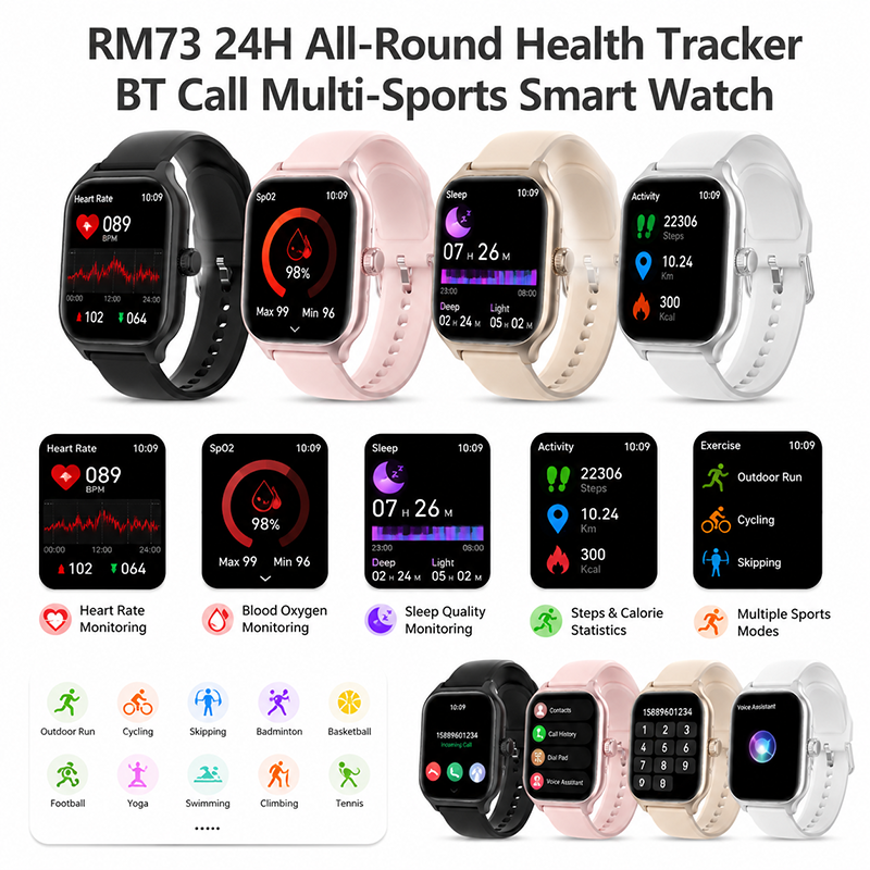 Health tracking smart watch with AEMAI branding