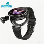 AEMAI smart watch butterfly watch face TWS earbud removed black silicone strap 10:09 AMOLED display
