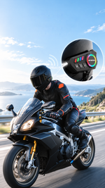 AEMAI TW108 motorcycle helmet Bluetooth intercom with RGB rotary dial and front LED - detailed view 1