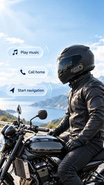 AEMAI TW108 motorcycle helmet Bluetooth intercom with RGB rotary dial and front LED - detailed view 3