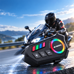 AEMAI TW108 motorcycle helmet Bluetooth intercom with RGB rotary dial and front LED - view 4