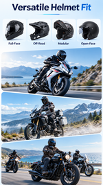 AEMAI TW109 motorcycle helmet intercom with FM radio LCD display and cyan light - detailed view 3