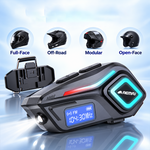 AEMAI TW109 motorcycle helmet intercom with FM radio LCD display and cyan light - view 2