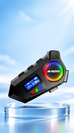 AEMAI TW110 IPX6 waterproof motorcycle helmet intercom with FM radio and RGB ring light - detailed view 5
