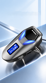 AEMAI TW112 motorcycle helmet intercom with FM LCD display and blue chevron light - detailed view 3