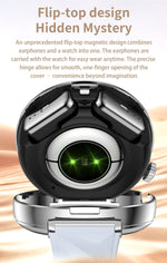 AEMAI 2in1 smart watch flip-top design hidden TWS earbuds magnetic open close green sensor light innovative
