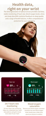 AEMAI smart watch health data heart rate 89 BPM monitoring blood oxygen SpO2 99% optical sensor wrist tracking
