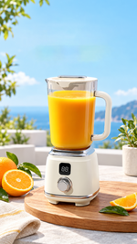 AEMAI XJ104 cream countertop blender with digital display rotary dial and glass jug - detailed view 5