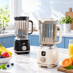 AEMAI XJ104 cream countertop blender with digital display rotary dial and glass jug - view 2