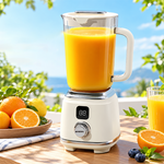 AEMAI XJ104 cream countertop blender with digital display rotary dial and glass jug - view 4