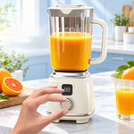 AEMAI XJ104 cream countertop blender with digital display rotary dial and glass jug - view 6