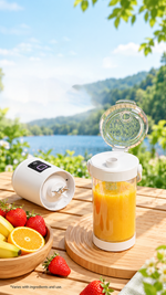 AEMAI XJ105 white portable USB blender bottle with carry handle for fresh juice - detailed view 1