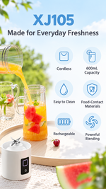 AEMAI XJ105 white portable USB blender bottle with carry handle for fresh juice - detailed view 4