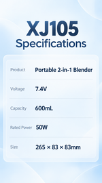 AEMAI XJ105 white portable USB blender bottle with carry handle for fresh juice - detailed view 6