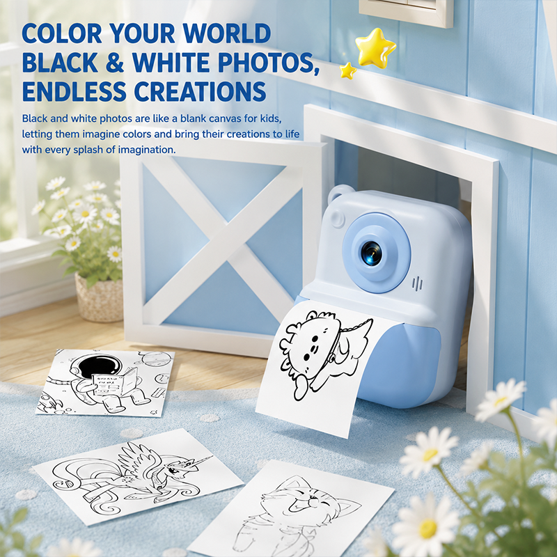 AEMAI XJD70 kids instant print camera black white photos creative toy
